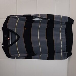 ELEMENT SKATE STRIPE FINE GAUGE COTTON KNIT V-NECK SWEATER